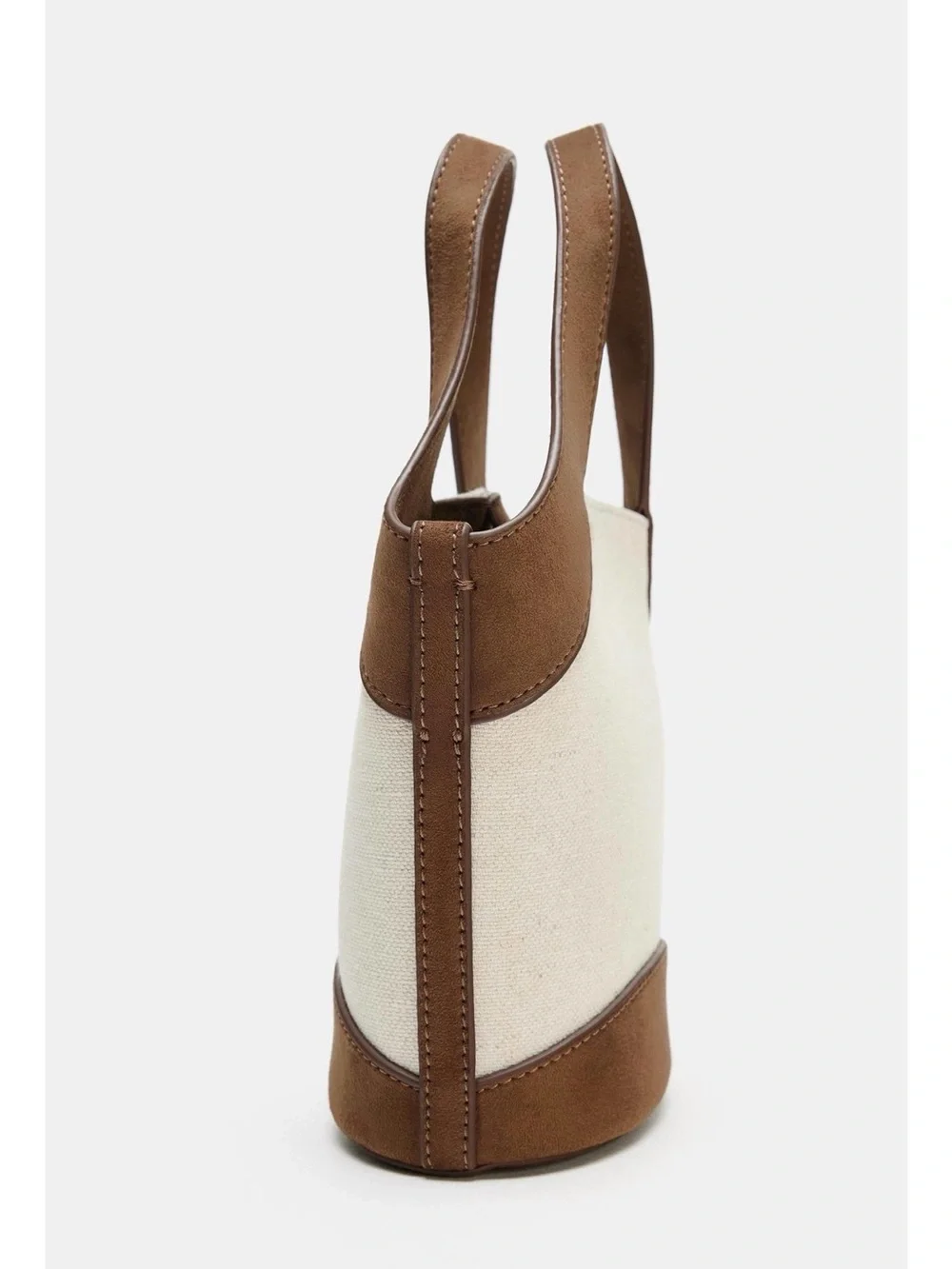 Zara Cream Canvas and Brown Leatherette Mini Crossbody. POP